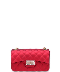 Quilted Matte Jelly Small Crossbody 7047 RED